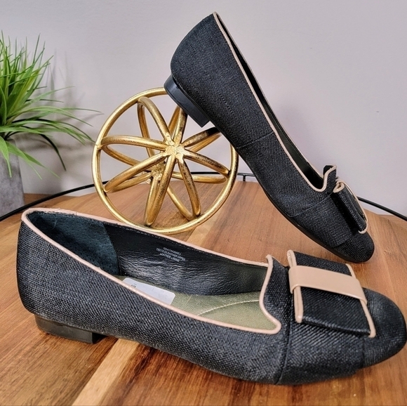 Isaac Mizrahi Linen Bow Front Square Toe Flats Size 6.5 - Picture 7 of 17